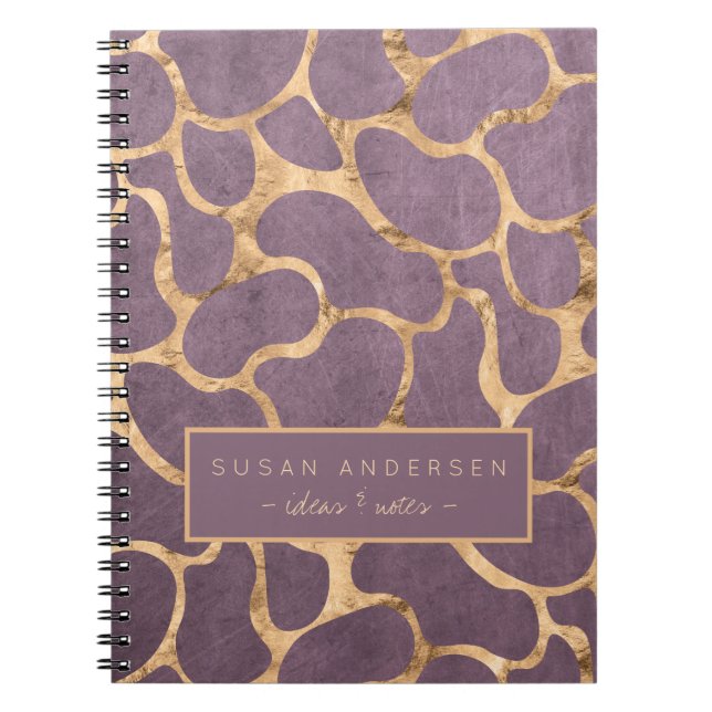 Mauve rose gold sophisticated wallpaper pattern spiral notebook (Front)