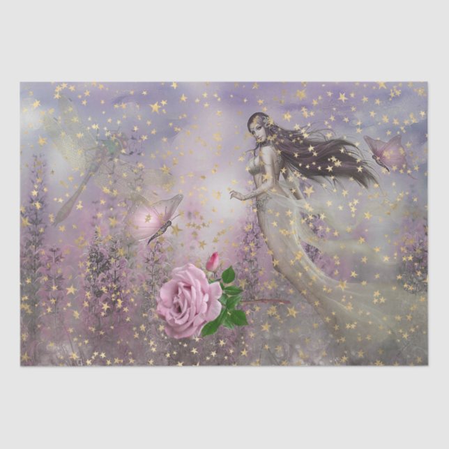 Mauve Rose on Fantasy Background Tissue Paper (Front)