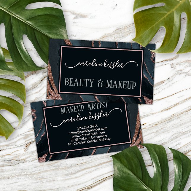 Mauve Rose Pink Gold Sparkles Marble Art Pattern Business Card (Creator Uploaded)