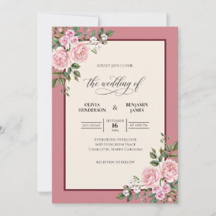 Mauve Rose Romantic Wedding Invitation