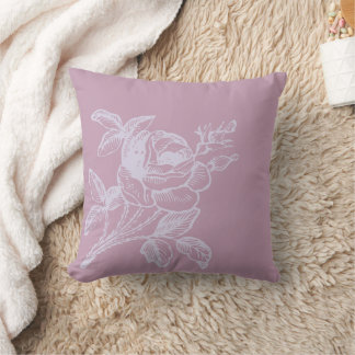 Mauve Rose Throw Pillow