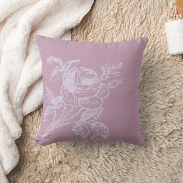 Mauve Rose Throw Pillow (Blanket)