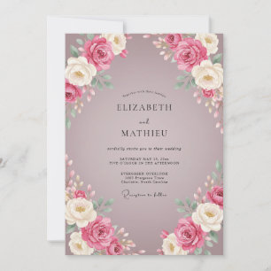 Mauve Rose Wedding Invitation