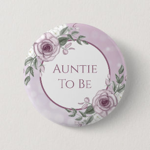 Mauve Roses, Auntie to be, Baby Shower 6 Cm Round Badge