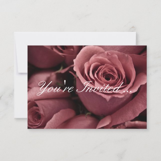 Mauve Roses Wedding Invitations (Front)