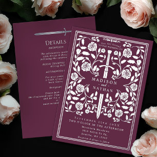 Mauve Royal Mediaeval Silver Sword Wedding Details