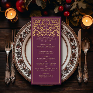 Mauve Royal Mediaeval Sword Wedding Flat Menu