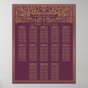 Mauve Royal Mediaeval Sword Wedding Seating Chart