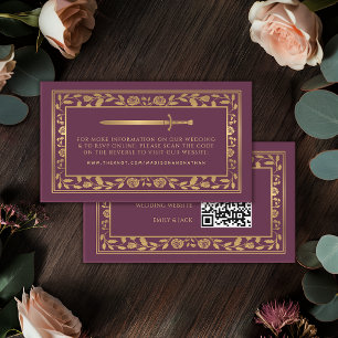 Mauve Royal Sword Wedding Website RSVP QR Code  Enclosure Card