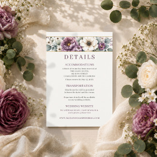 Mauve & Sage Floral Wedding Enclosure Card