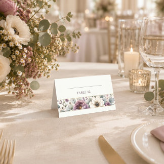 Mauve & Sage Floral Wedding Place Card