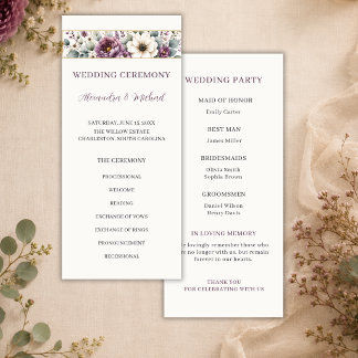 Mauve & Sage Floral Wedding Program