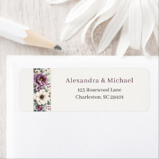 Mauve & Sage Floral Wedding Return Address Label