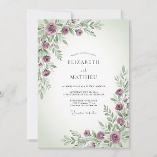 Mauve Sage Tranquil Spring Wedding Invitation