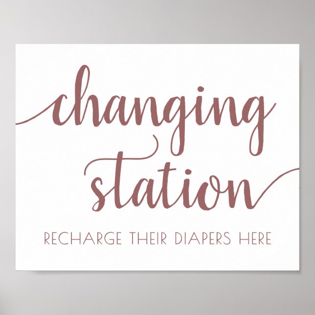 Mauve Script | Dusty Pink Changing Station Sign (Front)