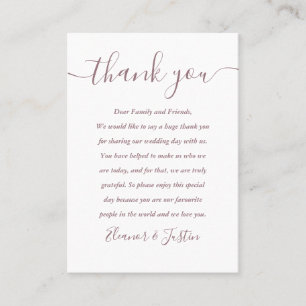 Mauve Script Wedding Thank You Place Card