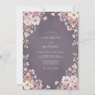 Mauve Seraphic Floral Wedding Invitation