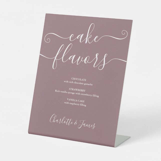 Mauve Signature Script Cake Flavours Pedestal Sign (Front)