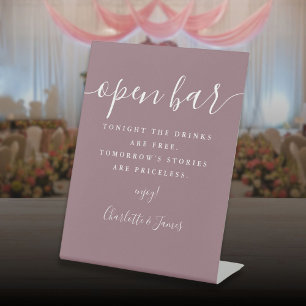 Mauve Signature Script Open Bar Pedestal Sign