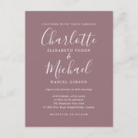 Mauve Signature Script Wedding