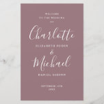 Mauve Signature Script Wedding Program<br><div class="desc">Mauve signature script wedding program featuring chic modern typography,  this stylish wedding program can be personalized with your special wedding day information. Designed by Thisisnotme©</div>