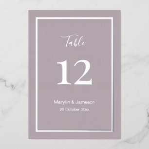 Mauve Simple Minimalist Wedding Table Numbers
