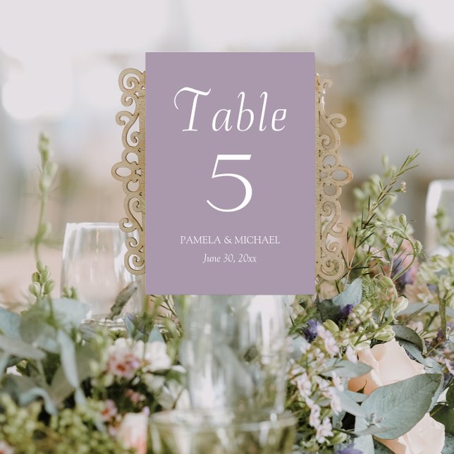 Mauve Simple Style Wedding Table Number (In Situ Wedding)