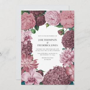 Mauve Smoke, Dusty Peony & Rosewater Clay Wedding Invitation