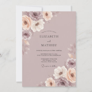Mauve Soft Botanical Wedding Invitation