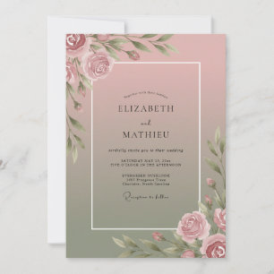 Mauve Soft Floral Wedding Invitation