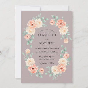 Mauve Soft Rose Watercolor Wedding Invitation