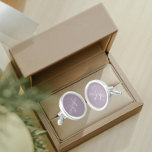 Mauve Solid Colour Stylised Monogram Cufflinks<br><div class="desc">A pair of sterling silver plated, round cufflinks for the fashionable man that feature a trendy, mauve colour to match his outfit along with his name printed in white, upper case letters and superimposed with white, stylised initials. Personalise cufflinks by editing and replacing name and initials as desired. A classy...</div>
