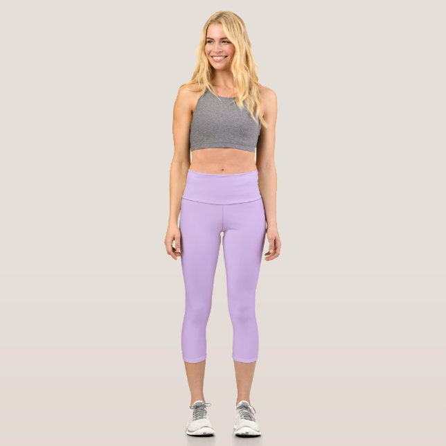 Mauve Solid Plain Colour Capri Leggings (Front)