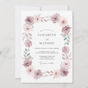 Mauve Sophisticated Floral Wedding Invitation