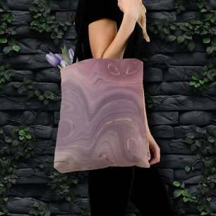Mauve Strata Dusty Pink and Rose Gold Agate Tote Bag
