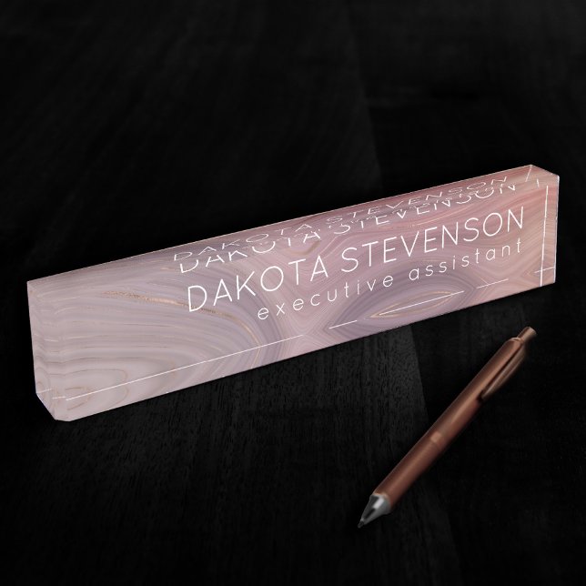 Mauve Strata | Dusty Pink Rose Gold Agate Nameplate (Creator Uploaded)