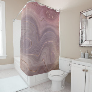 Mauve Strata   Dusty Pink Rose Gold Grey Agate Shower Curtain