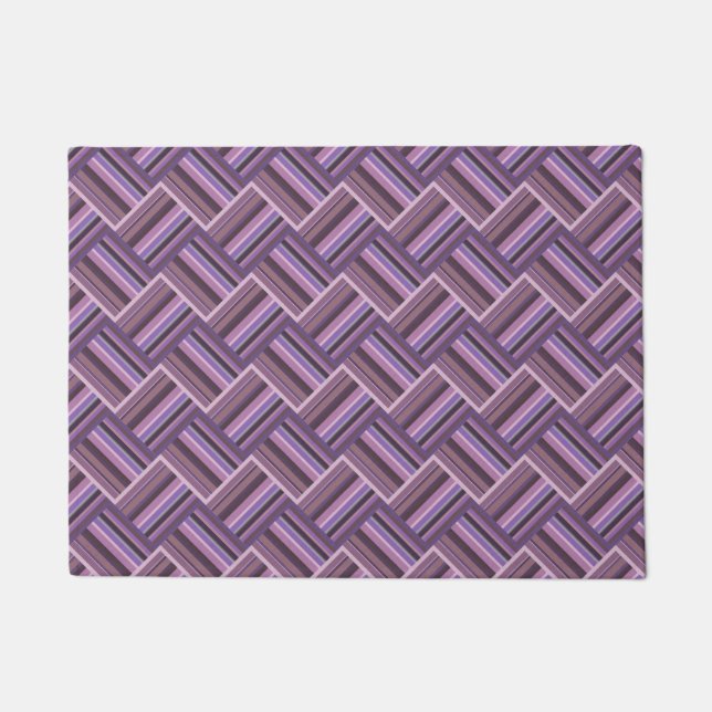 Mauve stripes diagonal weave pattern doormat (Front)