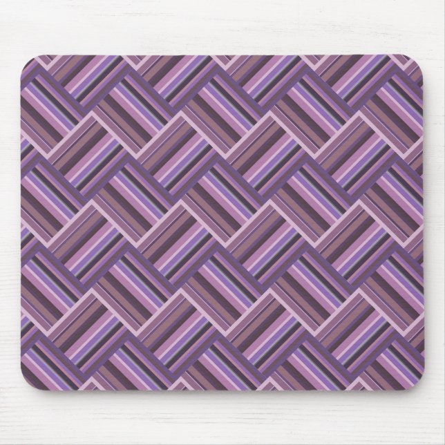 Mauve stripes diagonal weave pattern mouse pad (Front)