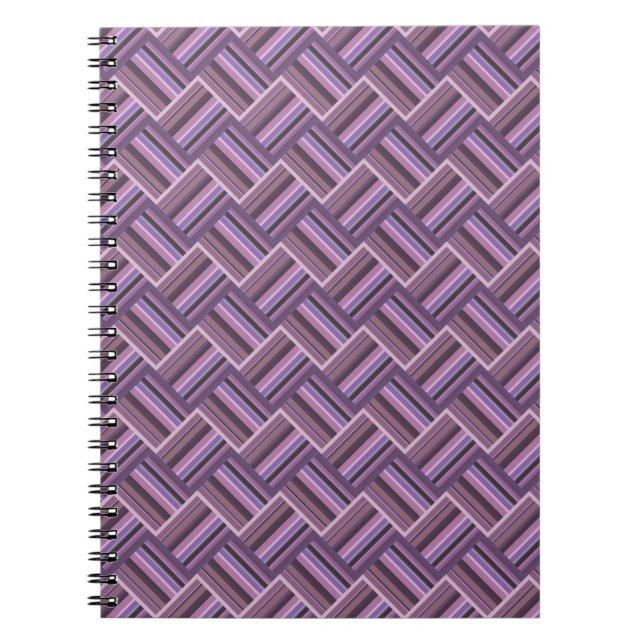 Mauve stripes diagonal weave pattern spiral notebook (Front)