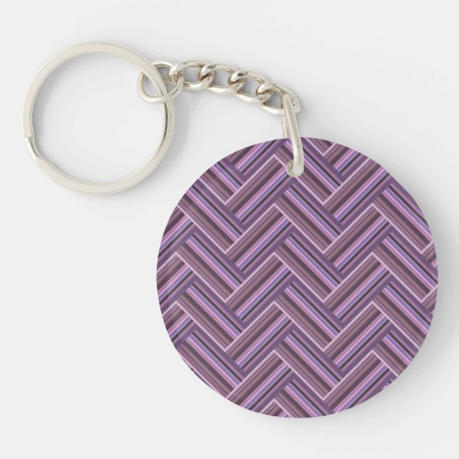 Mauve stripes double weave pattern key ring (Front)