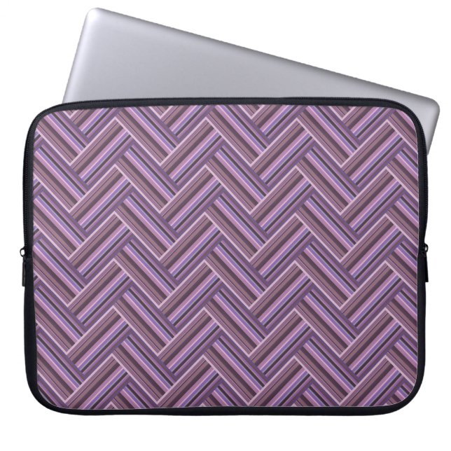 Mauve stripes double weave pattern laptop sleeve (Front)