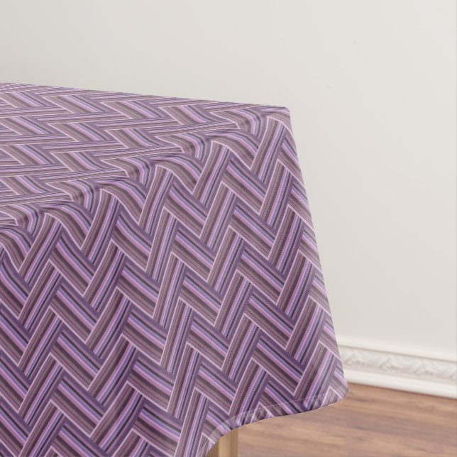 Mauve stripes double weave pattern tablecloth (In Situ)