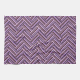 Mauve stripes double weave pattern tea towel