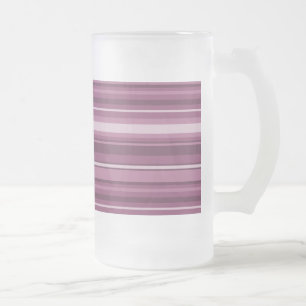 Mauve stripes frosted glass beer mug
