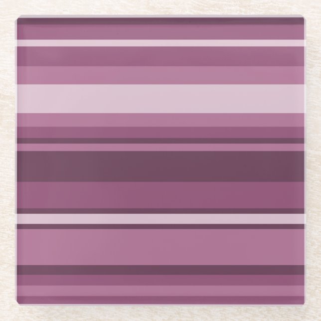 Mauve stripes glass coaster (Front)