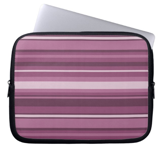 Mauve stripes laptop sleeve (Front)