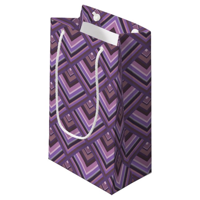 Mauve stripes scale pattern small gift bag (Front Angled)