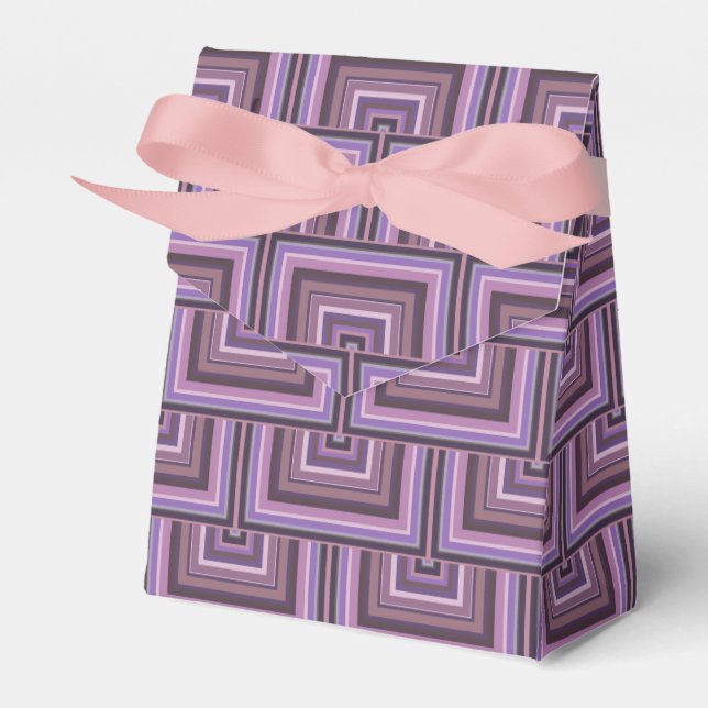 Mauve stripes square scales pattern favour box (Front Side)
