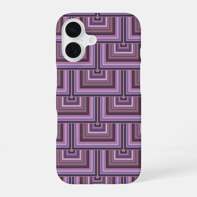 Mauve stripes square scales pattern iPhone 16 case (Back)